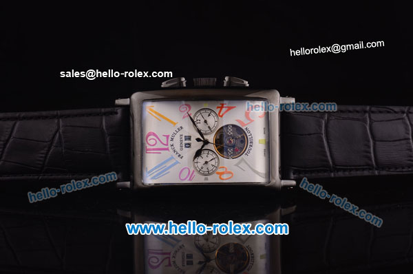 Franck Muller Long Island Tourbillon Automatic Movement PVD Case with White Dial and Colorful Numeral Markers - Click Image to Close